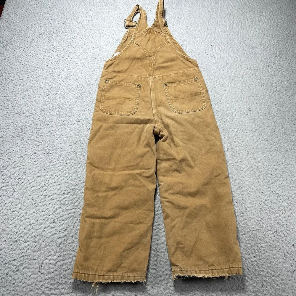 Carhartt Snow Bib Overalls Kids Size 5 Brown Canvas Insulated Workwear Ski